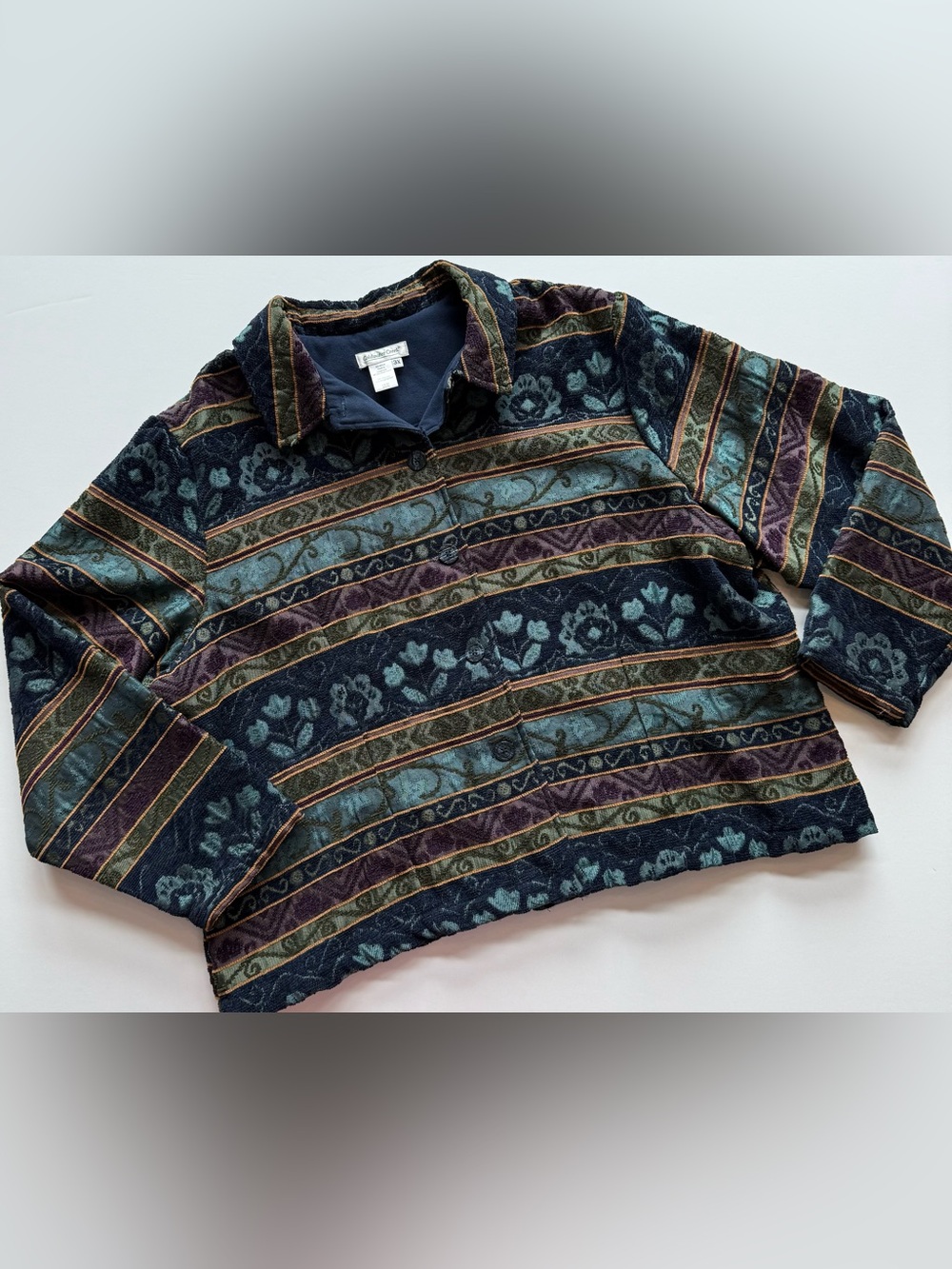 Vintage Coldwater Creek Tapestry Jacket Women’s 3X Blue Green Purple Floral